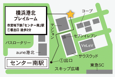横浜港北プレイルームの地図